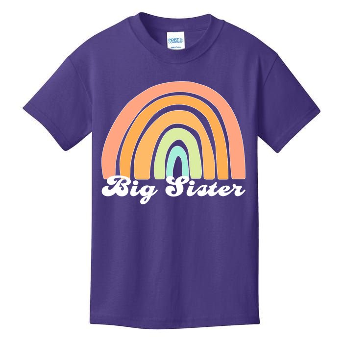 Retro Rainbow Big Sister Sibling Reveal Announcement Kids T-Shirt