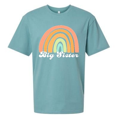 Retro Rainbow Big Sister Sibling Reveal Announcement Sueded Cloud Jersey T-Shirt