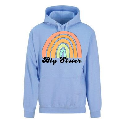 Retro Rainbow Big Sister Sibling Reveal Announcement Unisex Surf Hoodie