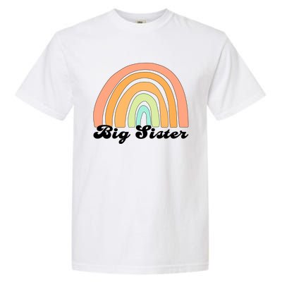 Retro Rainbow Big Sister Sibling Reveal Announcement Garment-Dyed Heavyweight T-Shirt