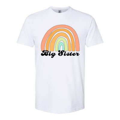 Retro Rainbow Big Sister Sibling Reveal Announcement Softstyle CVC T-Shirt