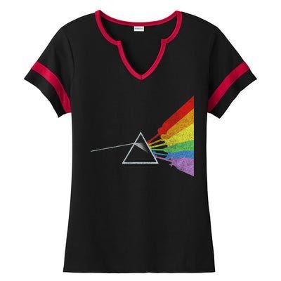 Retro Rainbow Guitars Ladies Halftime Notch Neck Tee