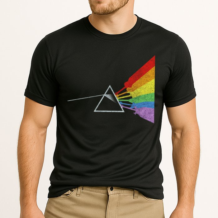 Retro Rainbow Guitars Cooling Performance Crew T-Shirt