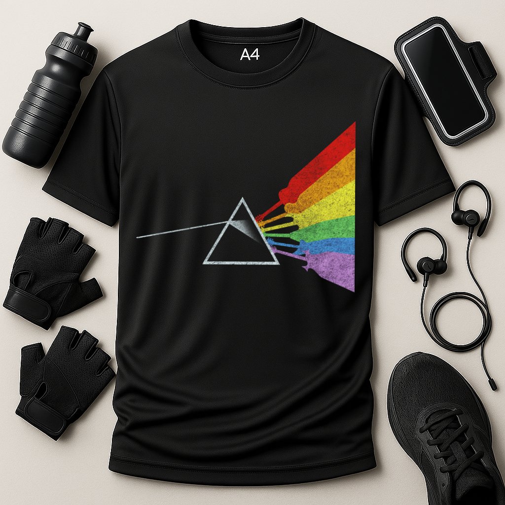 Retro Rainbow Guitars Cooling Performance Crew T-Shirt