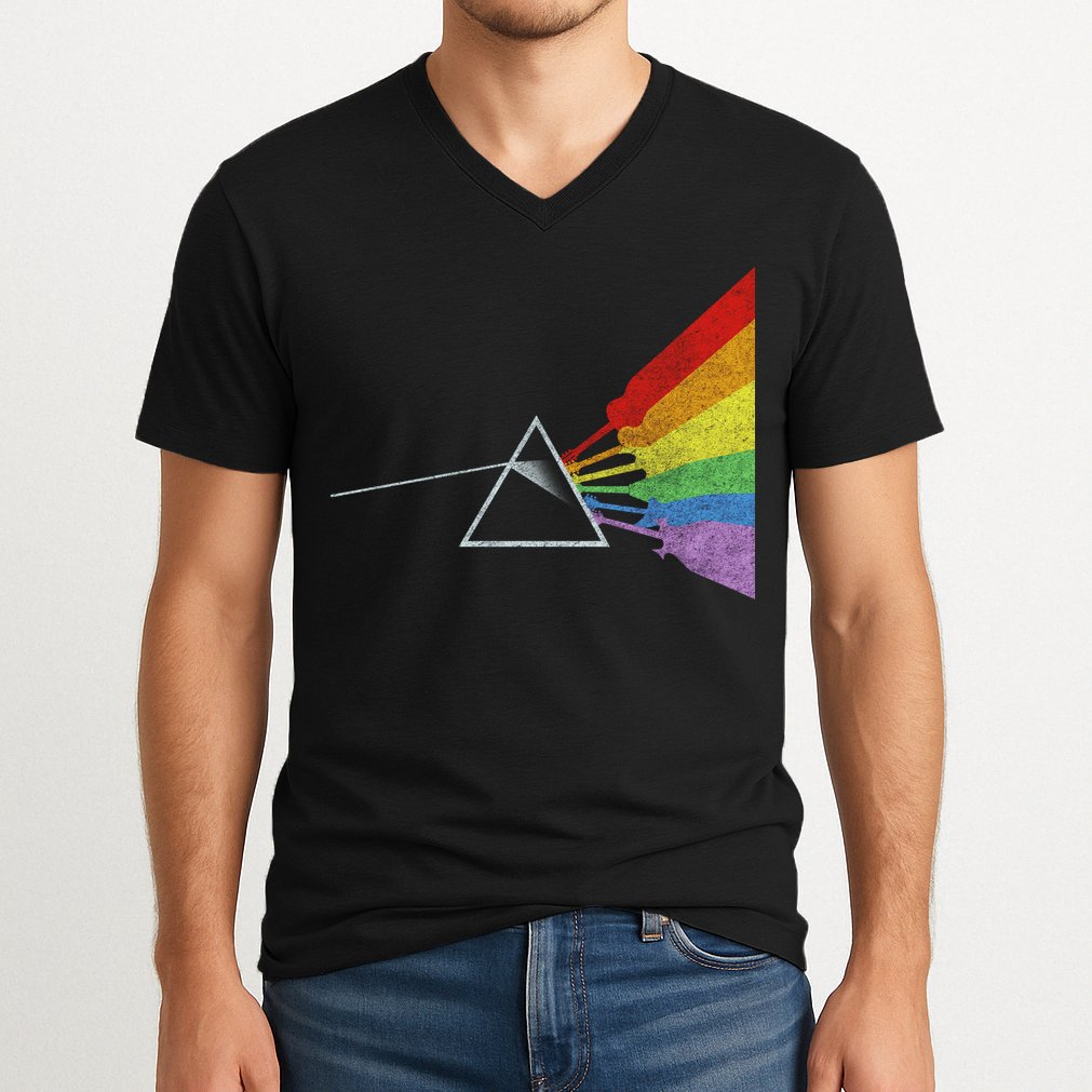 Retro Rainbow Guitars V-Neck T-Shirt