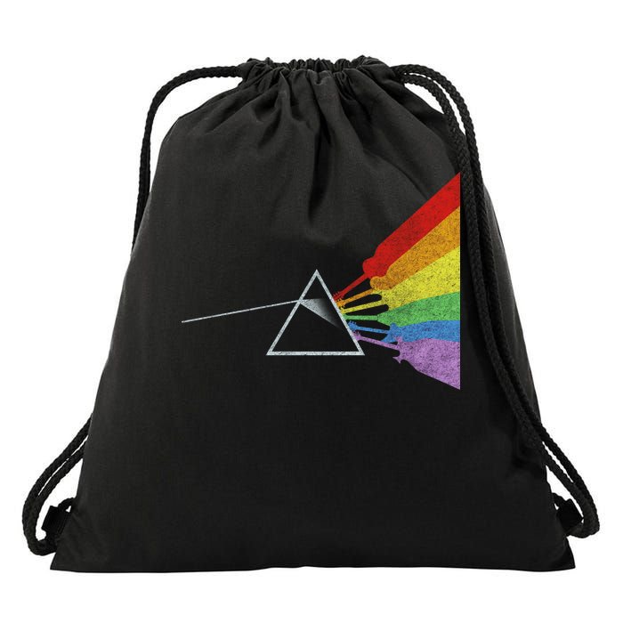 Retro Rainbow Guitars Drawstring Bag