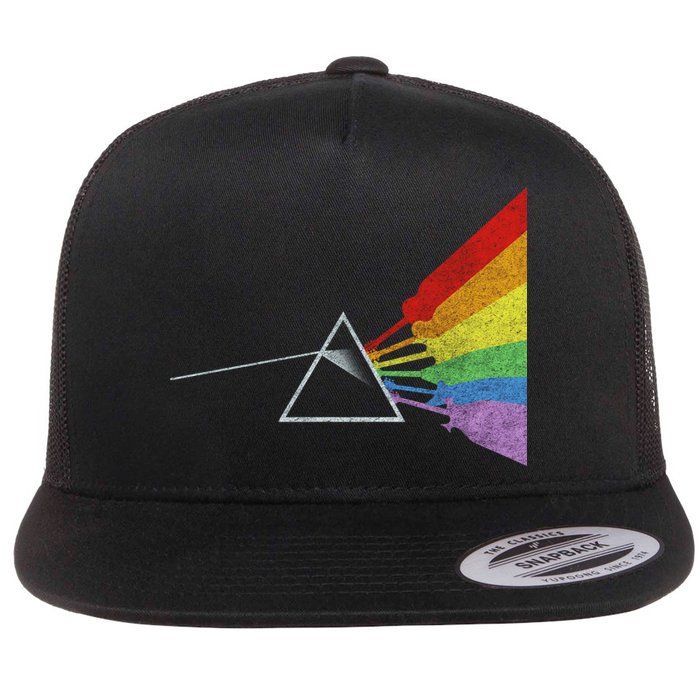 Retro Rainbow Guitars Flat Bill Trucker Hat