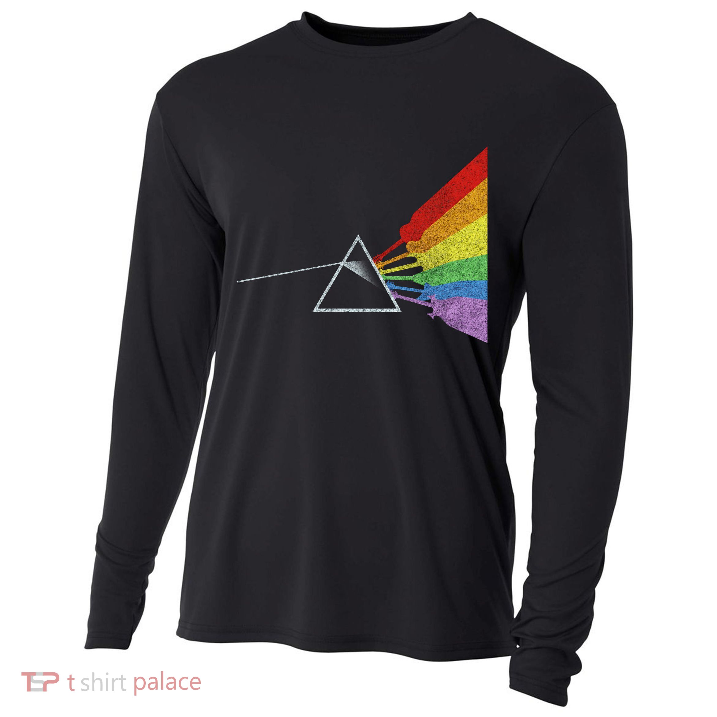 Retro Rainbow Guitars Cooling Performance Long Sleeve Crew