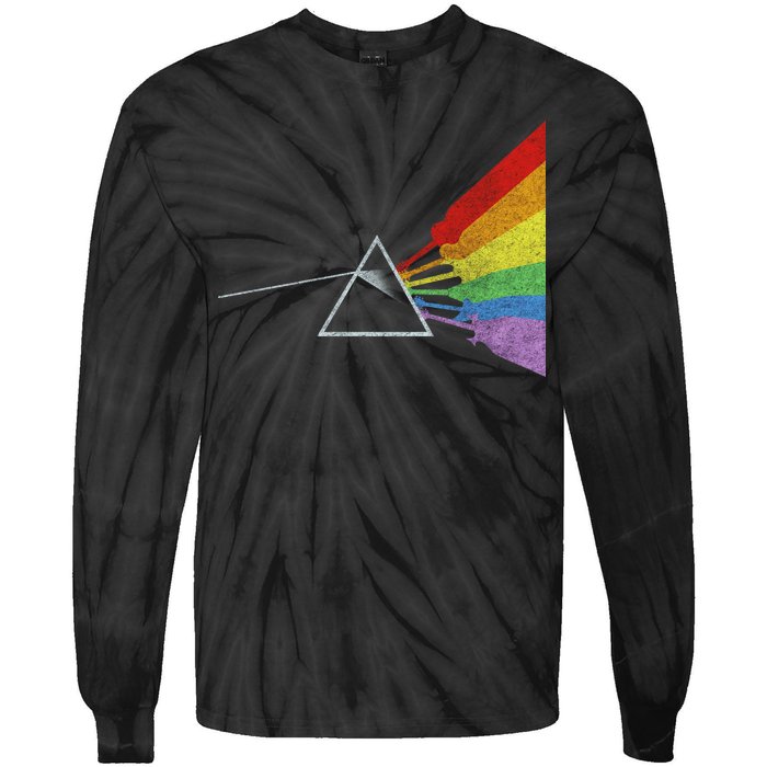 Retro Rainbow Guitars Tie-Dye Long Sleeve Shirt