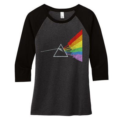 Retro Rainbow Guitars Women's Tri-Blend 3/4-Sleeve Raglan Shirt