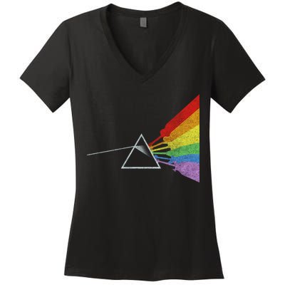 Retro Rainbow Guitars Women's V-Neck T-Shirt