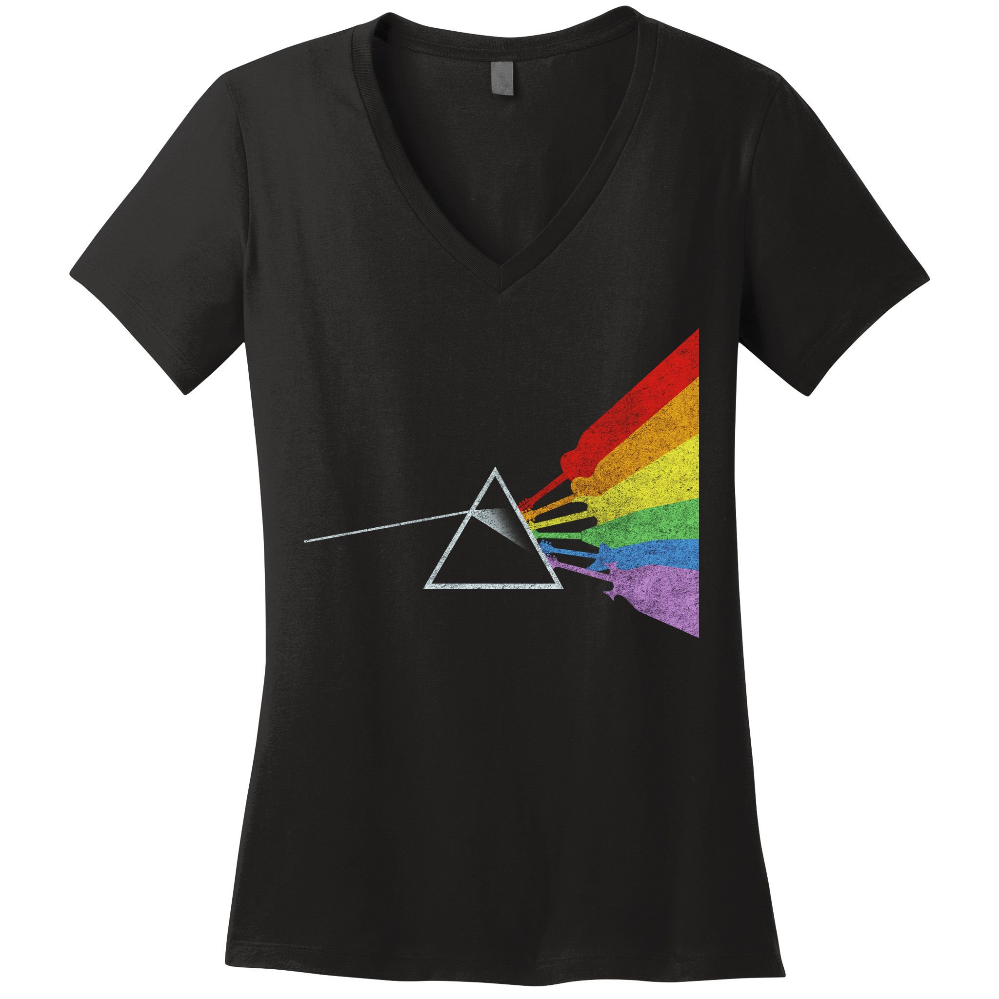 Retro Rainbow Guitars Women's V-Neck T-Shirt