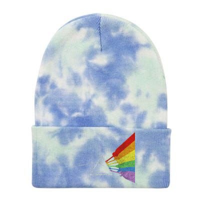 Retro Rainbow Guitars Tie Dye 12in Knit Beanie