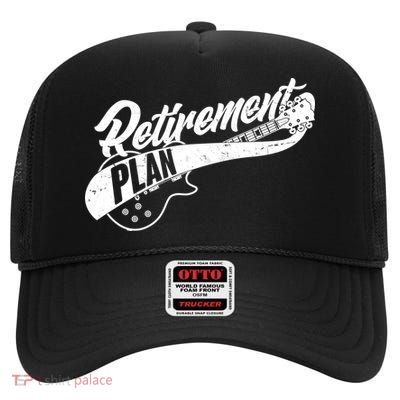 Retro Retirement Plan Guitar High Crown Mesh Back Trucker Hat