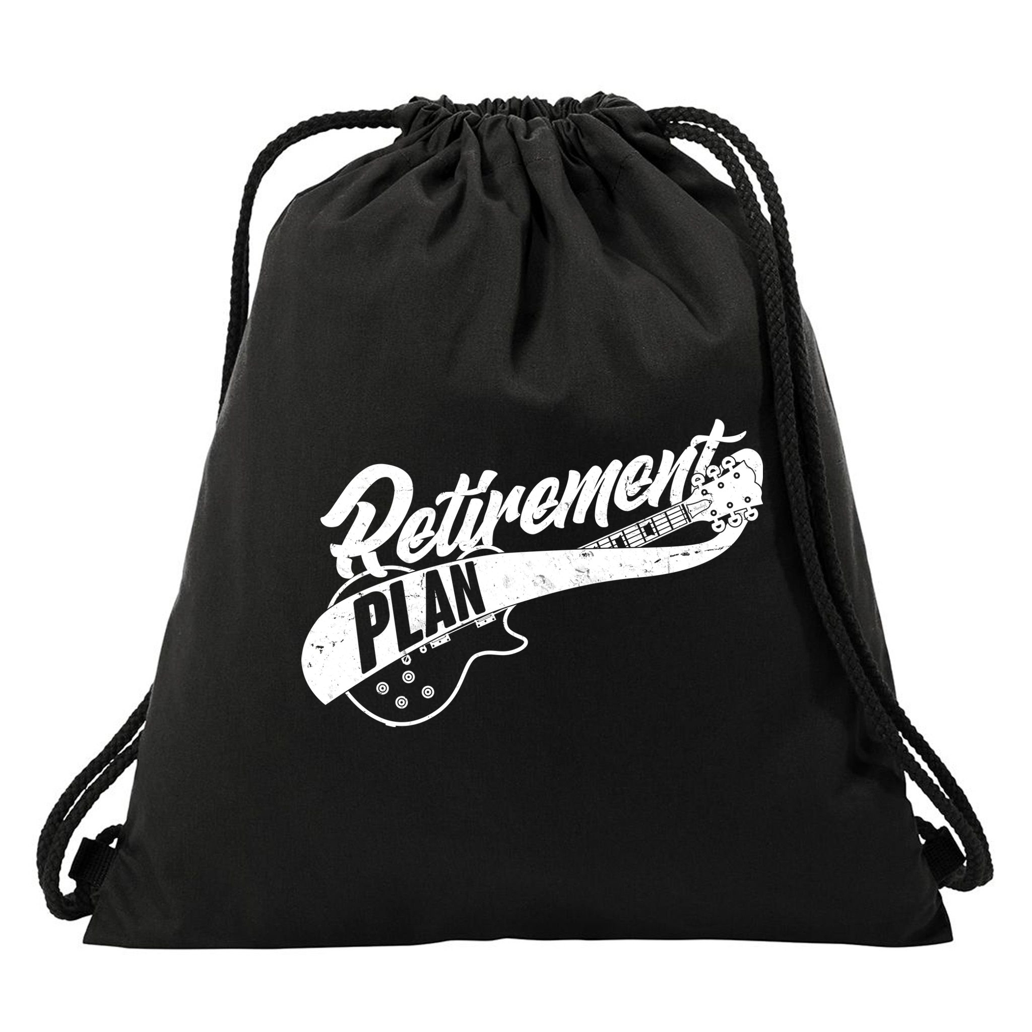 Retro Retirement Plan Guitar Drawstring Bag