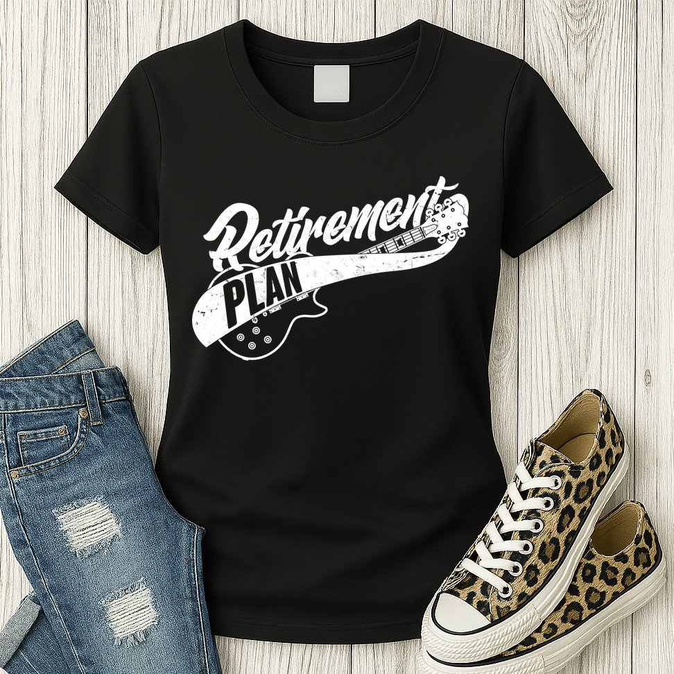 Retro Retirement Plan Guitar Womens T-Shirt