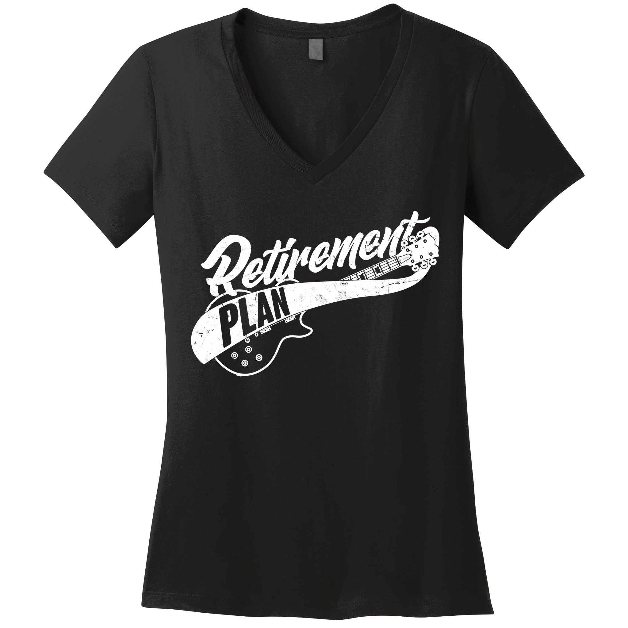 Retro Retirement Plan Guitar Women's V-Neck T-Shirt