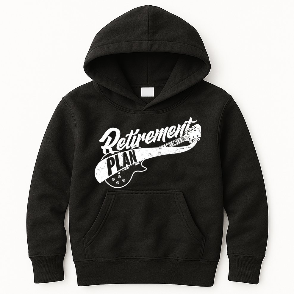 Retro Retirement Plan Guitar Kids Hoodie