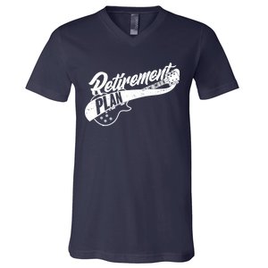 Retro Retirement Plan Guitar V-Neck T-Shirt