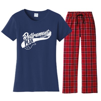 Retro Retirement Plan Guitar Women's Flannel Pajama Set