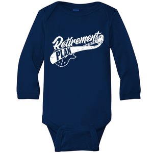 Retro Retirement Plan Guitar Baby Long Sleeve Bodysuit