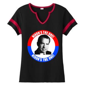 Retro Richard Nixon Nixon's The One Presidential Campaign Ladies Halftime Notch Neck Tee