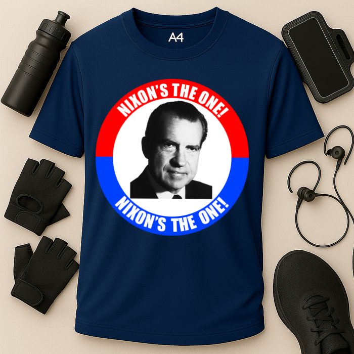 Retro Richard Nixon Nixon's The One Presidential Campaign Cooling Performance Crew T-Shirt