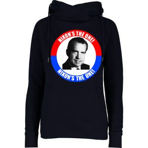 Retro Richard Nixon Nixon's The One Presidential Campaign Womens Funnel Neck Pullover Hood