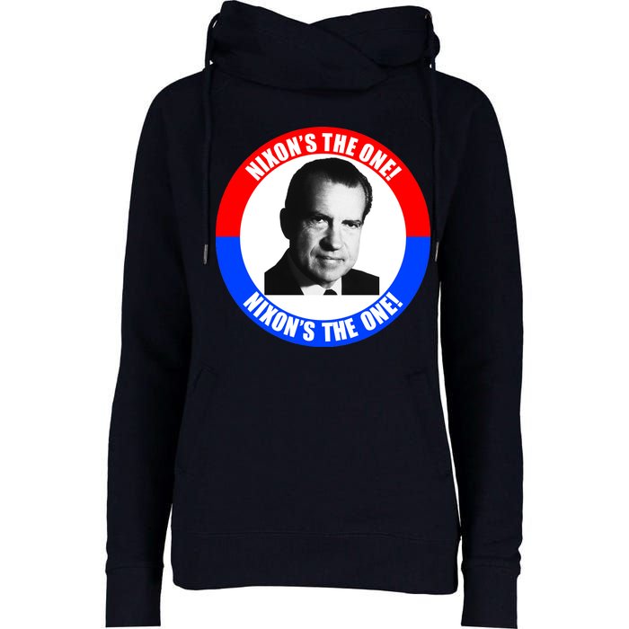 Retro Richard Nixon Nixon's The One Presidential Campaign Womens Funnel Neck Pullover Hood