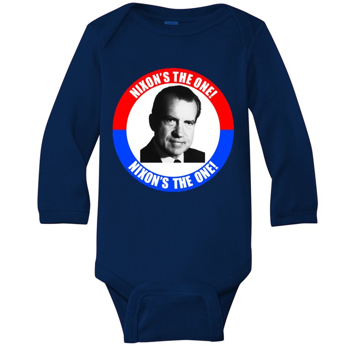 Retro Richard Nixon Nixon's The One Presidential Campaign Baby Long Sleeve Bodysuit