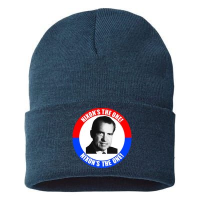 Retro Richard Nixon Nixon's The One Presidential Campaign Sustainable Knit Beanie