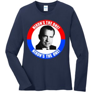 Retro Richard Nixon Nixon's The One Presidential Campaign Ladies Long Sleeve Shirt