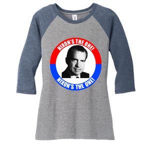 Retro Richard Nixon Nixon's The One Presidential Campaign Women's Tri-Blend 3/4-Sleeve Raglan Shirt