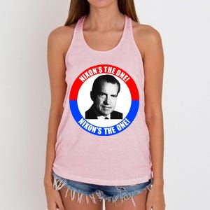 Retro Richard Nixon Nixon's The One Presidential Campaign Women's Knotted Racerback Tank