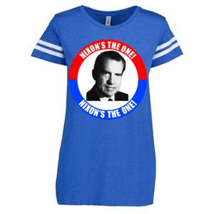 Retro Richard Nixon Nixon's The One Presidential Campaign Enza Ladies Jersey Football T-Shirt