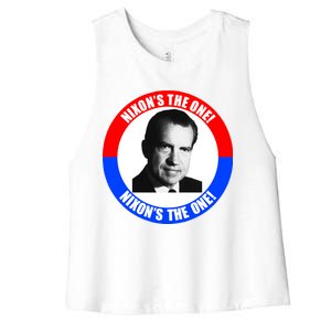 Retro Richard Nixon Nixon's The One Presidential Campaign Women's Racerback Cropped Tank