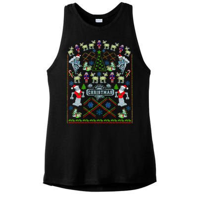 Retro Robot Ugly Christmas Sweater Ladies PosiCharge Tri-Blend Wicking Tank