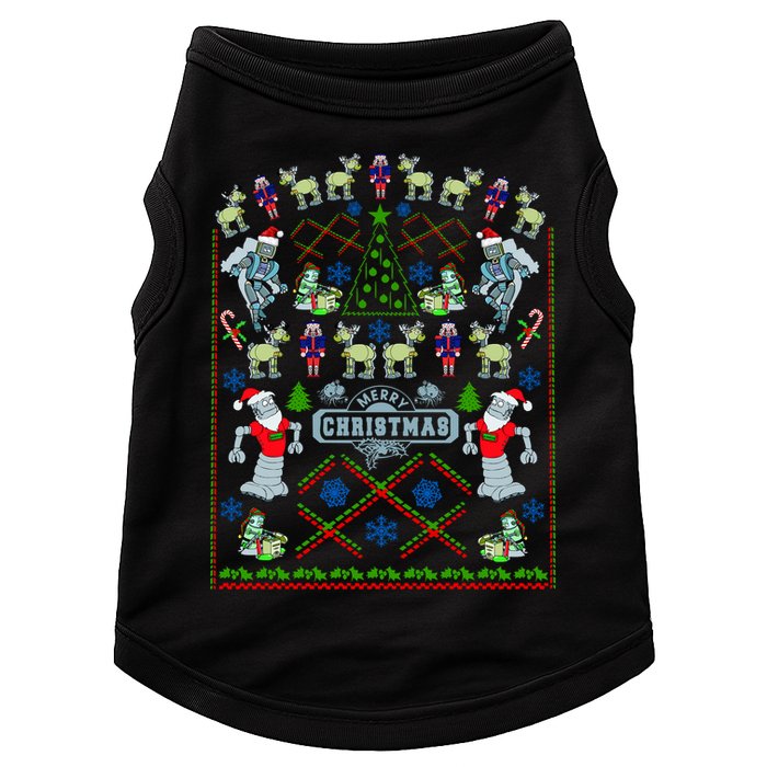 Retro Robot Ugly Christmas Sweater Doggie Tank