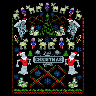 Retro Robot Ugly Christmas Sweater T-Shirt