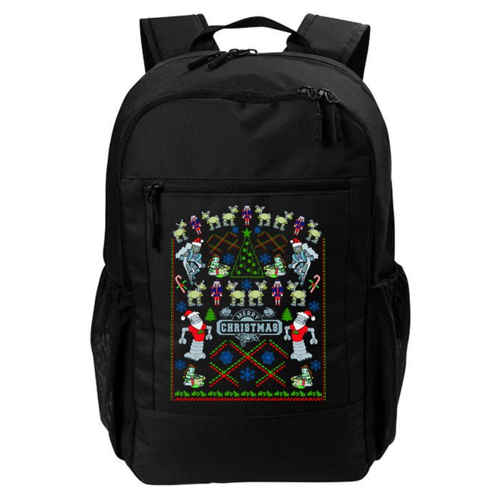Retro Robot Ugly Christmas Sweater Backpack