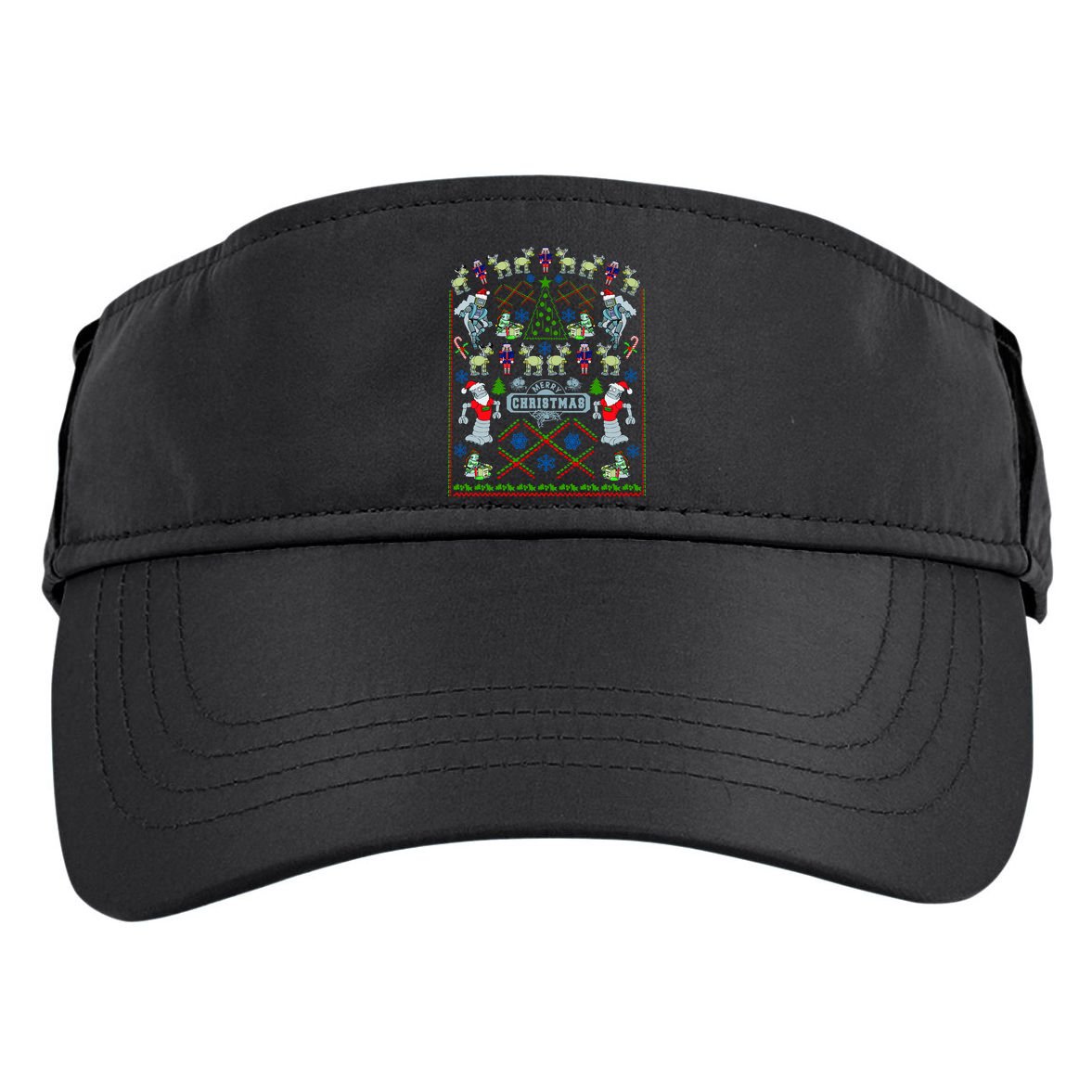 Retro Robot Ugly Christmas Sweater Adult Drive Performance Visor