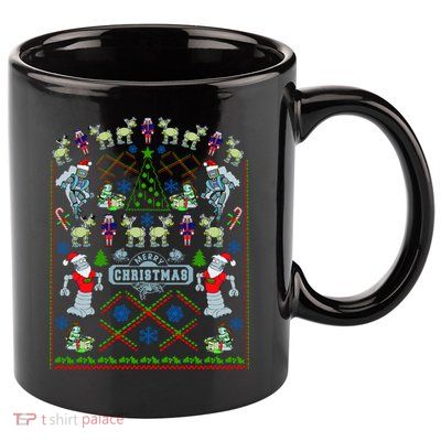 Retro Robot Ugly Christmas Sweater 11oz C Handle Ceramic Mug