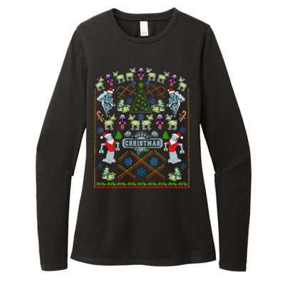 Retro Robot Ugly Christmas Sweater Womens CVC Long Sleeve Shirt