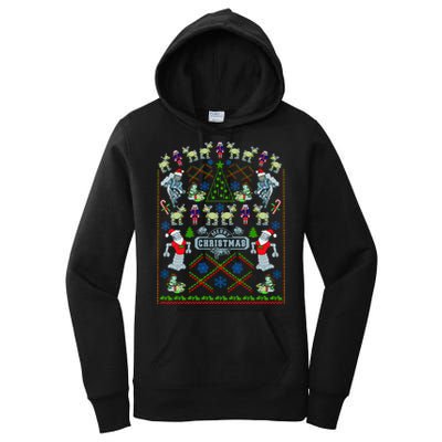 Retro Robot Ugly Christmas Sweater Women's Pullover Hoodie