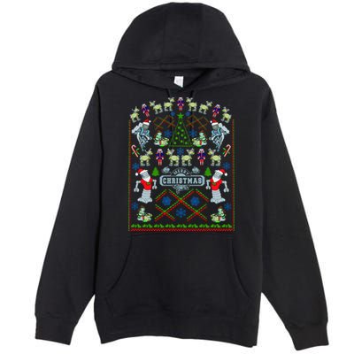 Retro Robot Ugly Christmas Sweater Premium Pullover Hoodie