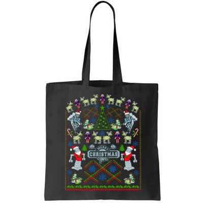 Retro Robot Ugly Christmas Sweater Bag