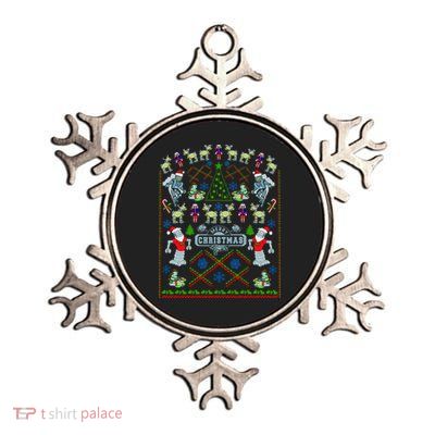Retro Robot Ugly Christmas Sweater Metallic Star Ornament