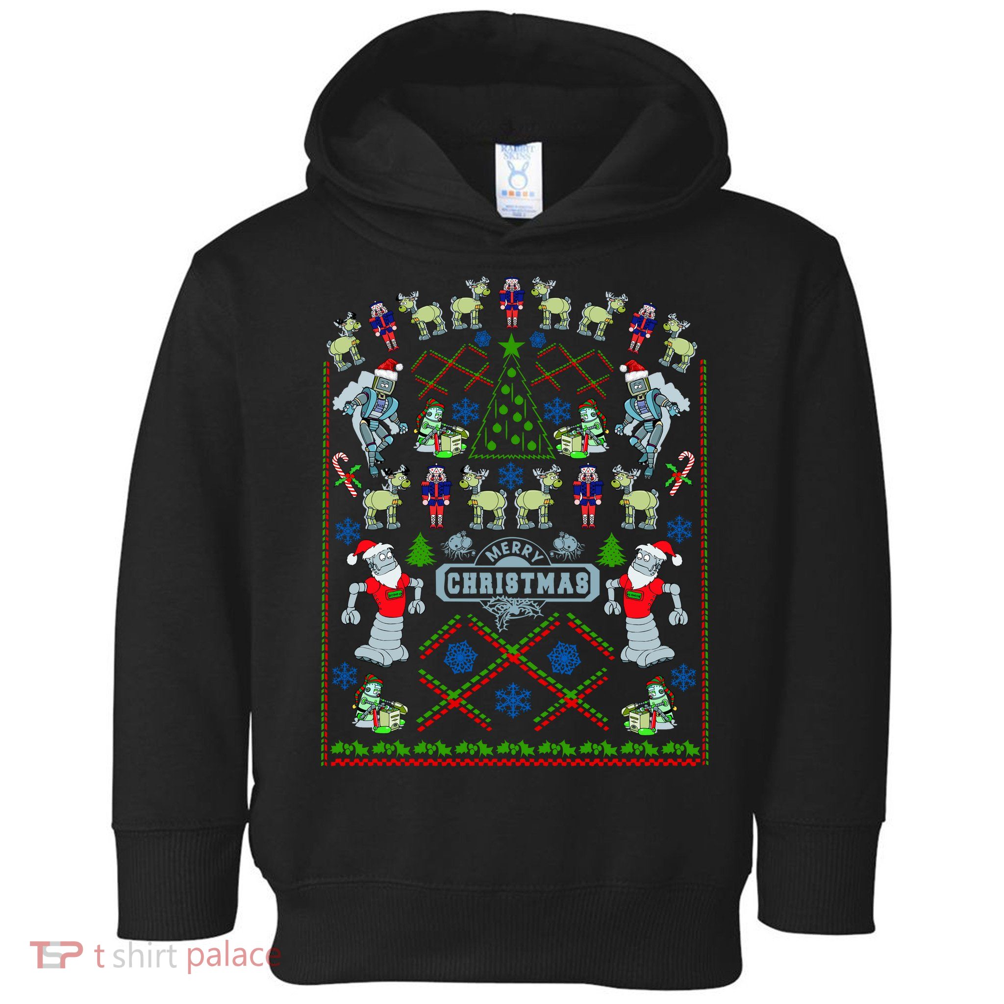 Retro Robot Ugly Christmas Sweater Toddler Hoodie