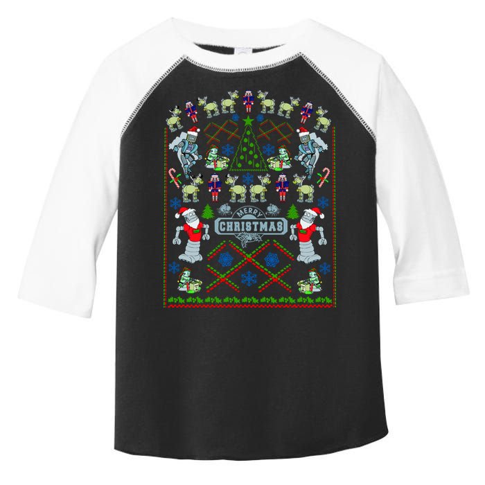 Retro Robot Ugly Christmas Sweater Toddler Fine Jersey T-Shirt