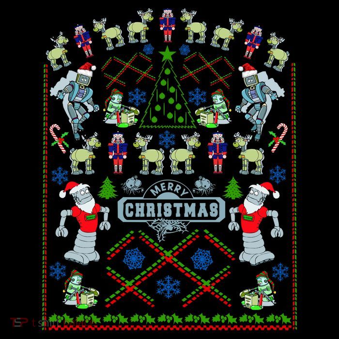 Retro Robot Ugly Christmas Sweater Tank Top